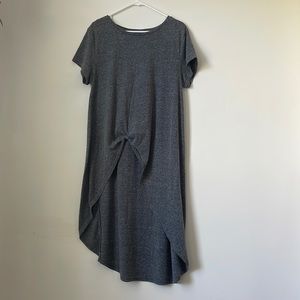 Kate & Mallory Heather Gray High Low Knot Front Short Sleeve Tee Shirt Size XL